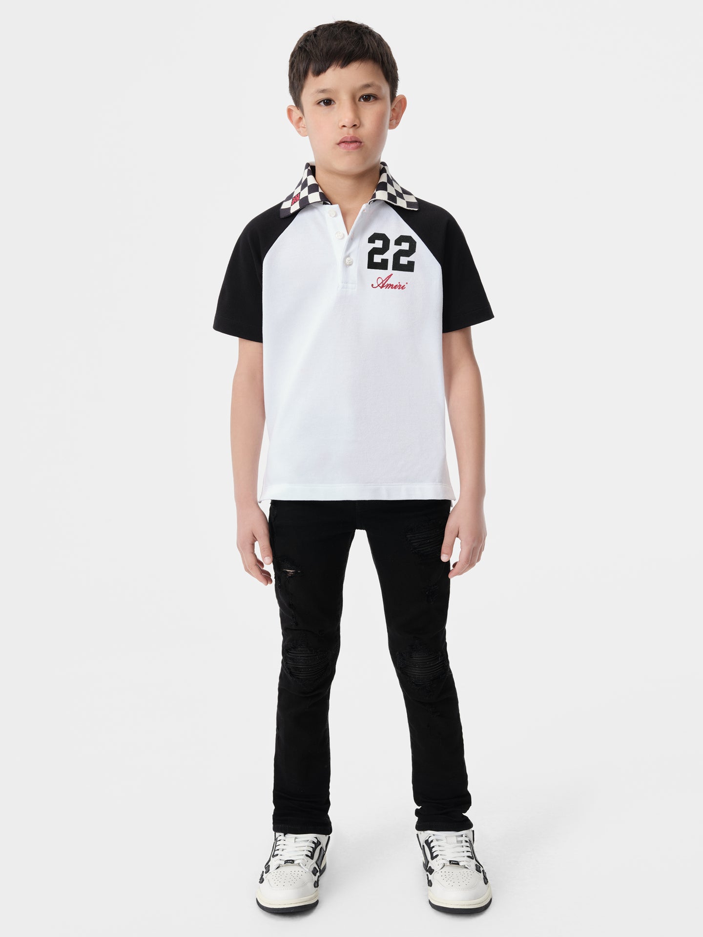 KIDS - KIDS' MA CHECKERED 22 POLO - White Black