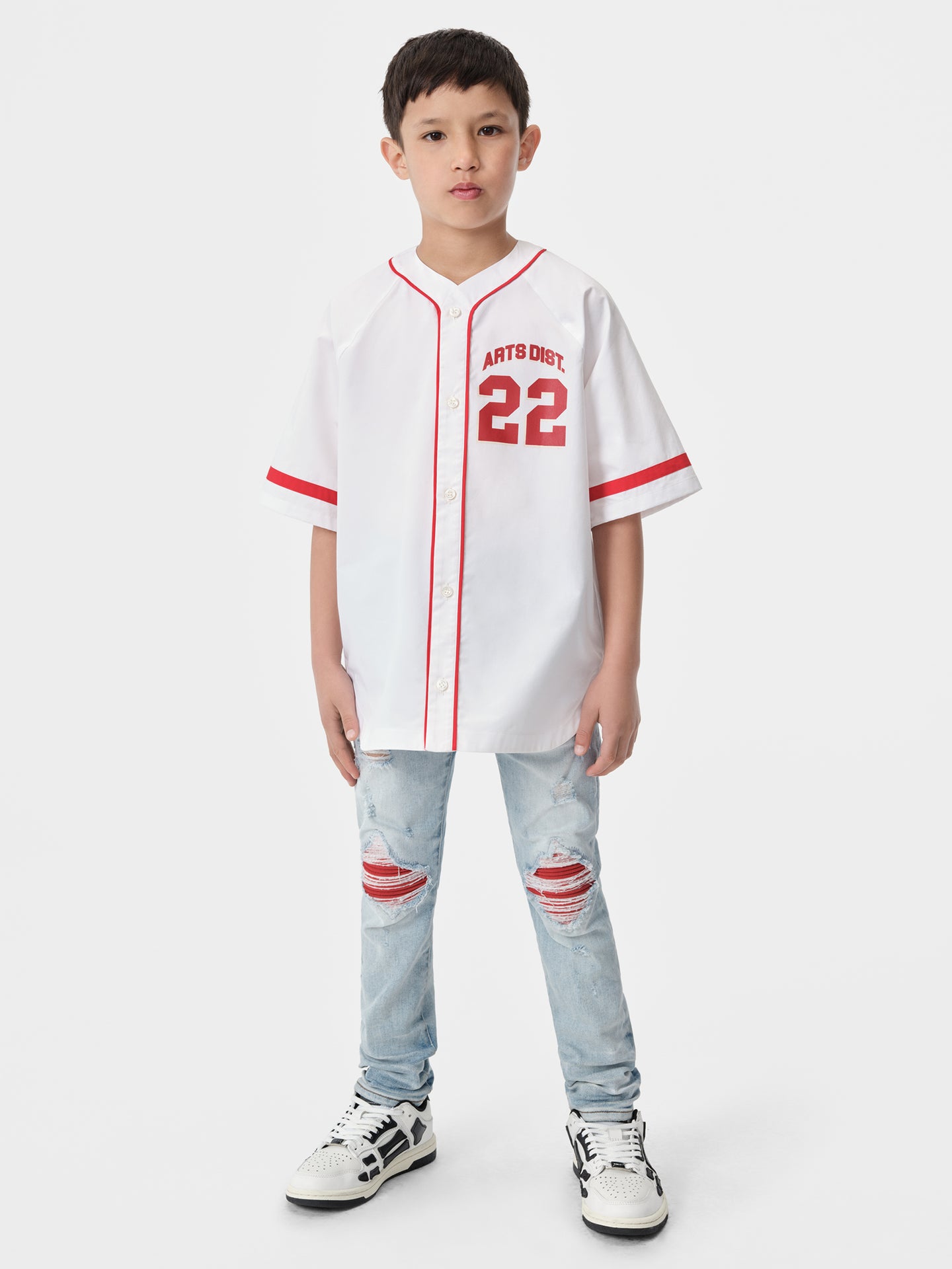 KIDS - KIDS' AMIRI 22 BASEBALL SHIRT - White