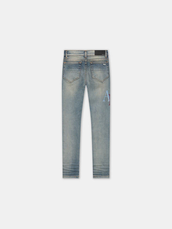 KIDS - KIDS' STAGGERED LOGO JEAN - Antique Indigo