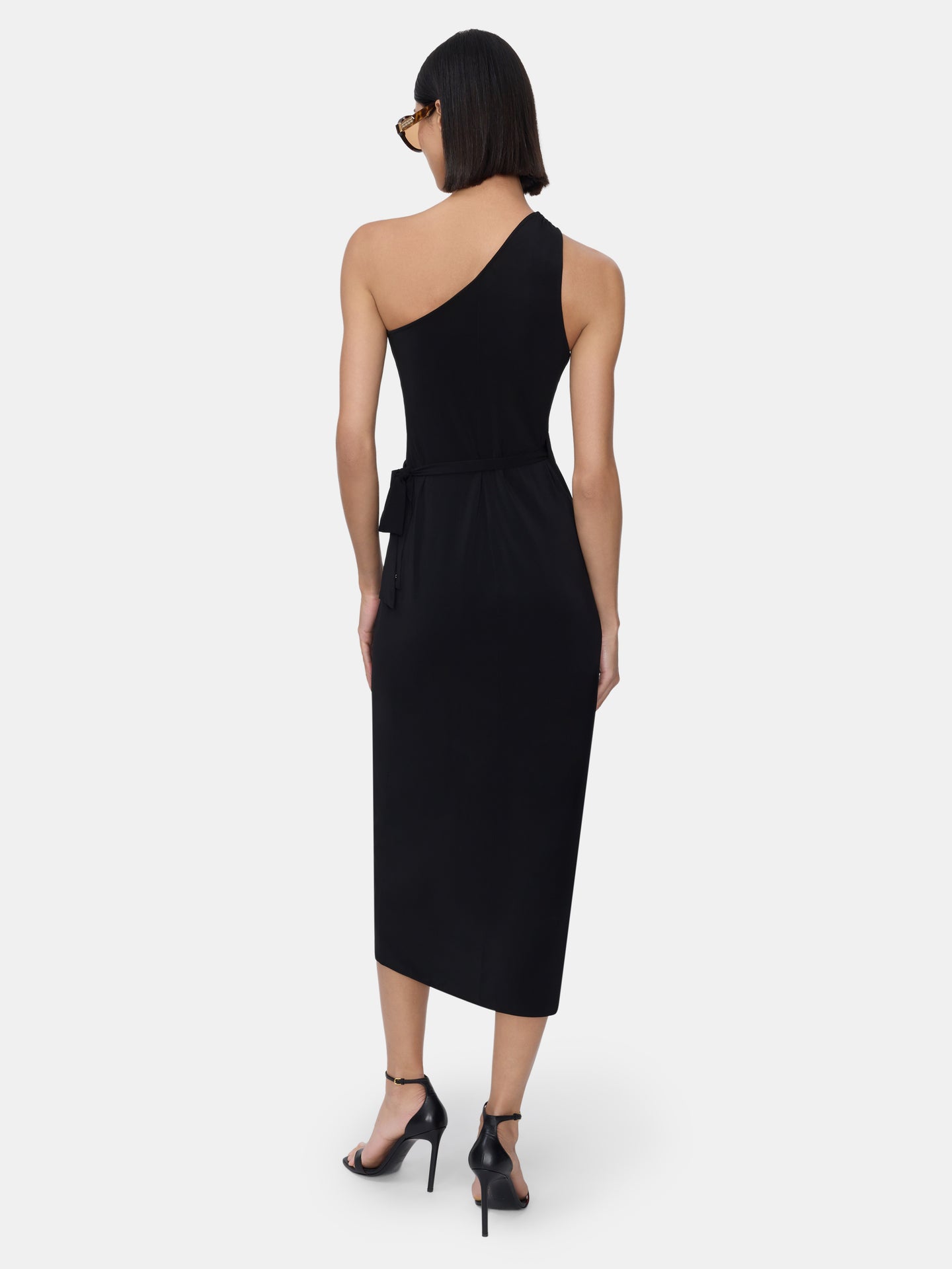 WOMEN - WOMEN'S ONE SHOULDER WRAP DRESS - BLACK - AMIRI