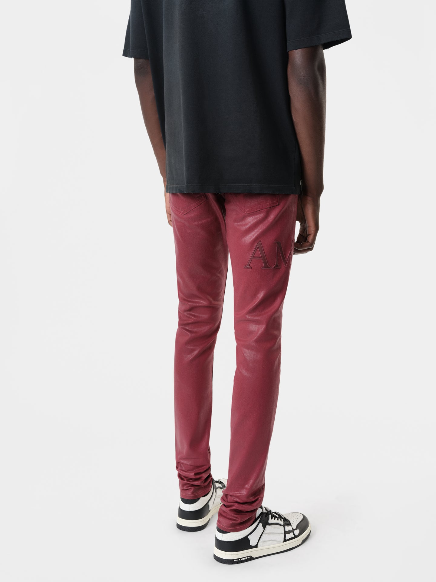 SERIF LOGO WAX SKINNY JEAN - Burgundy