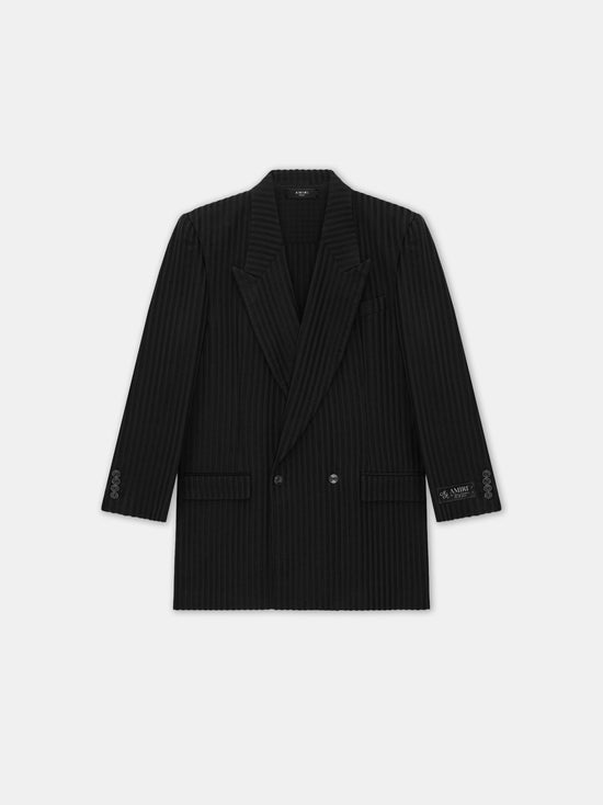 STRIPED DOUBLE-BREASTED BLAZER - Black