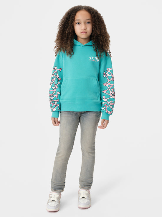 KIDS - KIDS' BANDANA BONES STACKED HOODIE - Sea Blue