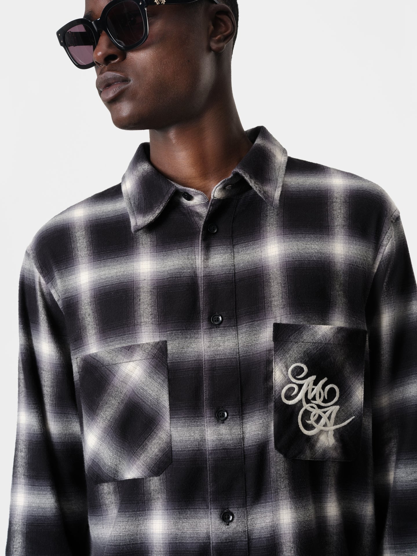 AMIRI SWIRL FLANNEL SHIRT - BLACK