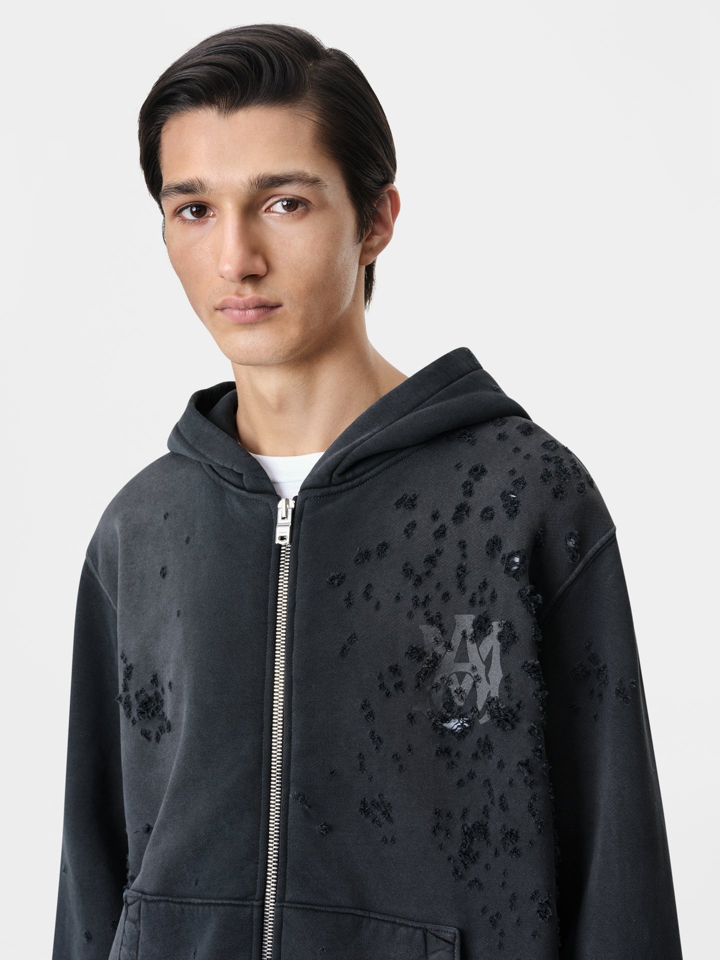 MA LOGO SHOTGUN ZIP HOODIE - Faded Black