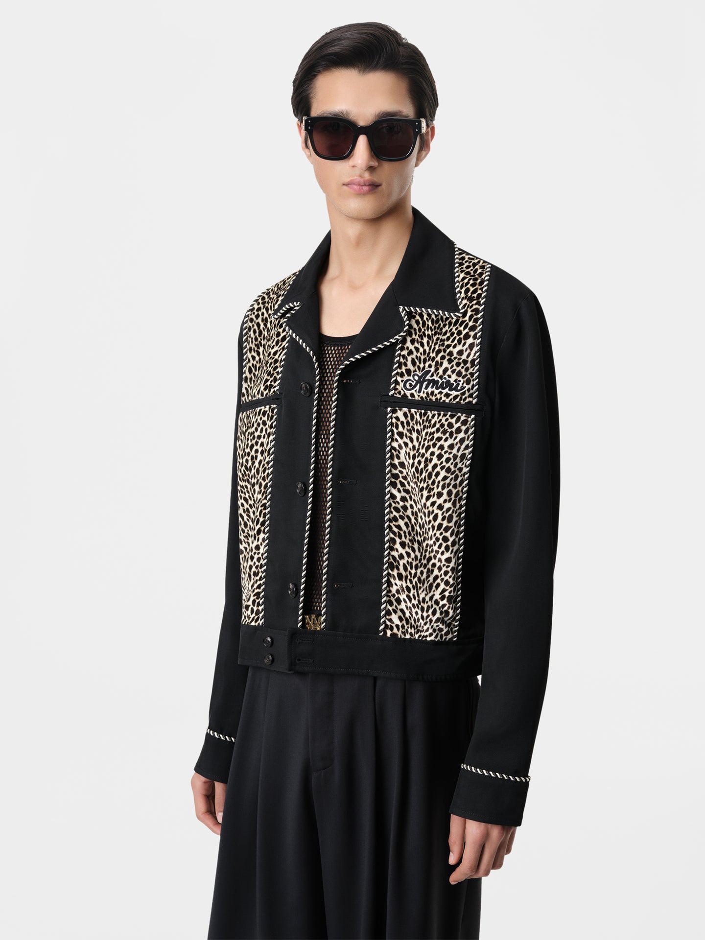 LEOPARD CADET JACKET - Black