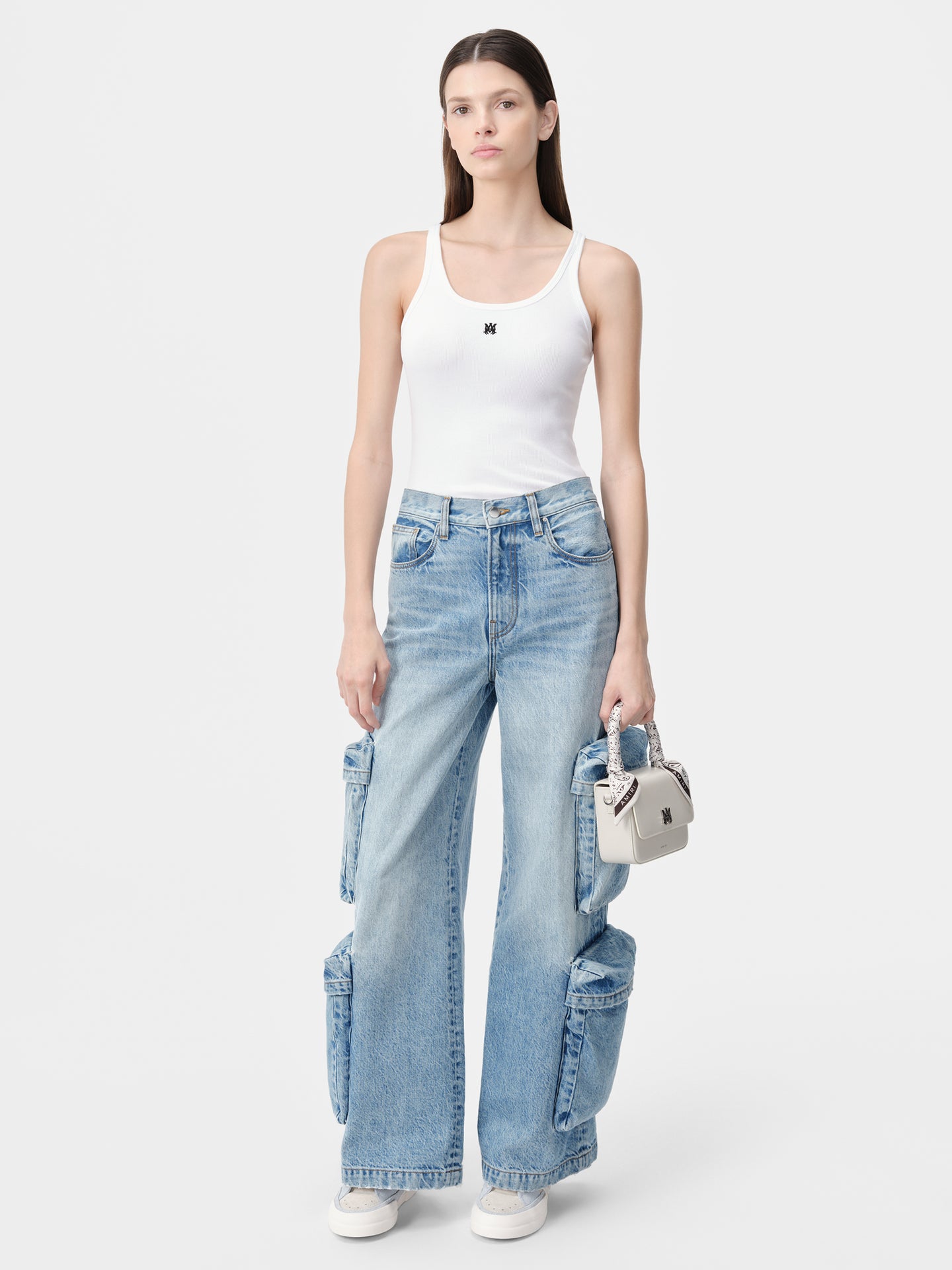 WOMEN - WOMEN'S MA EMBROIDERED RIBBED TANK - White - AMIRI