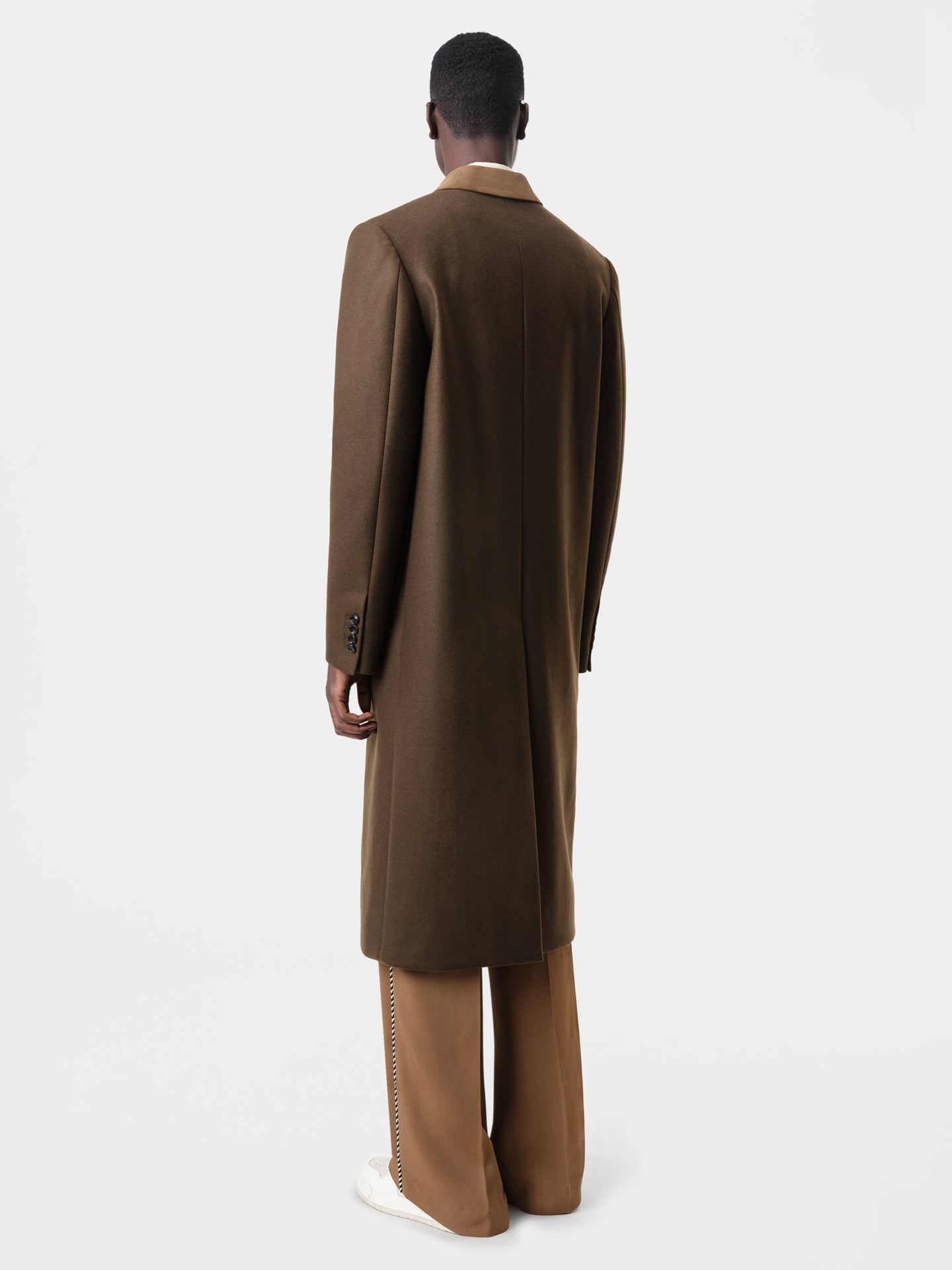 DOUBLE-BREASTED OVERCOAT - Dark Brown