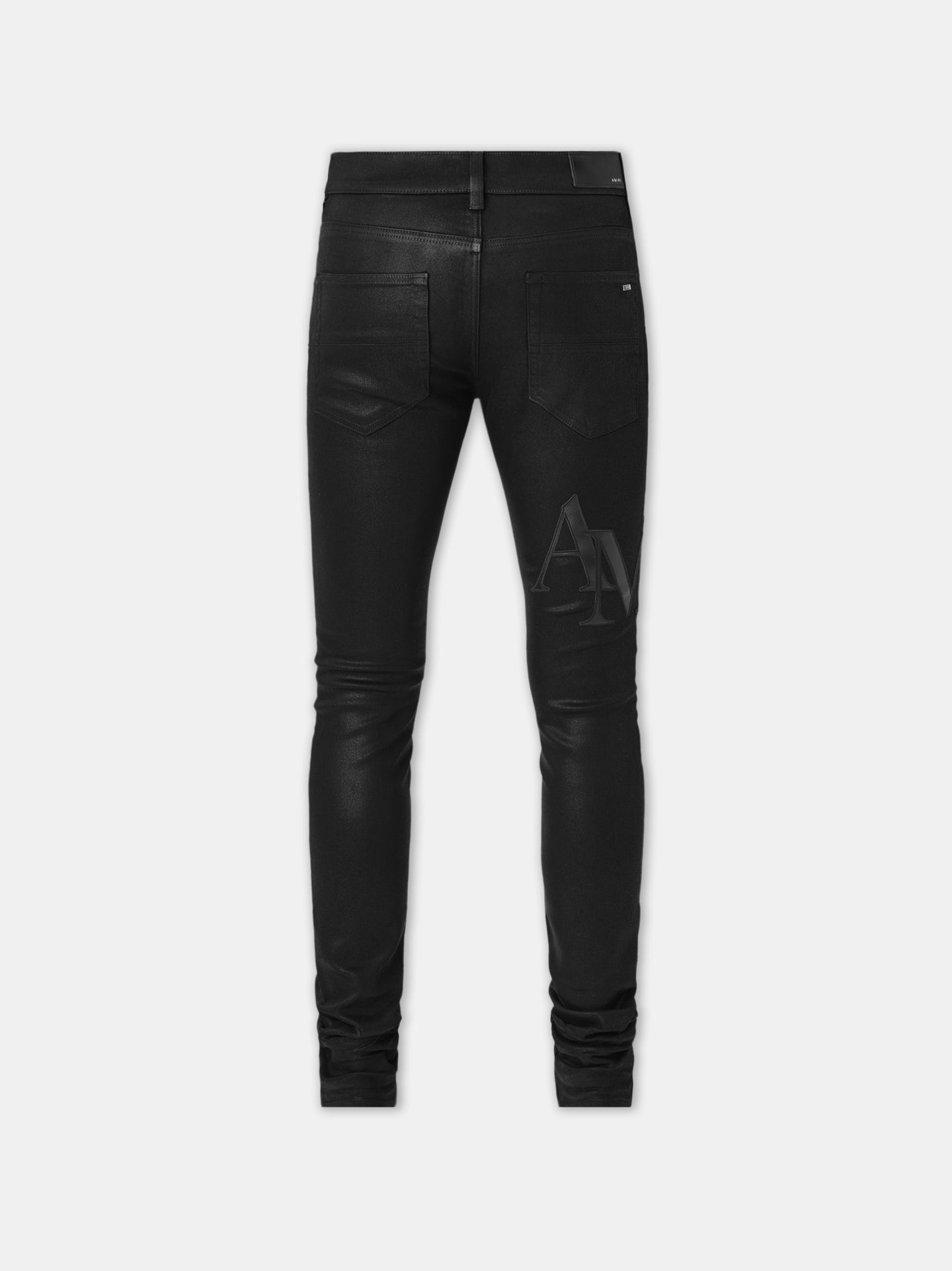 WAXED STAGGERED LOGO SKINNY JEAN - Black Wax