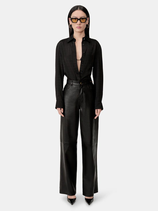 WOMEN - WOMEN'S LEATHER STRAIGHT PANT - Black - AMIRI