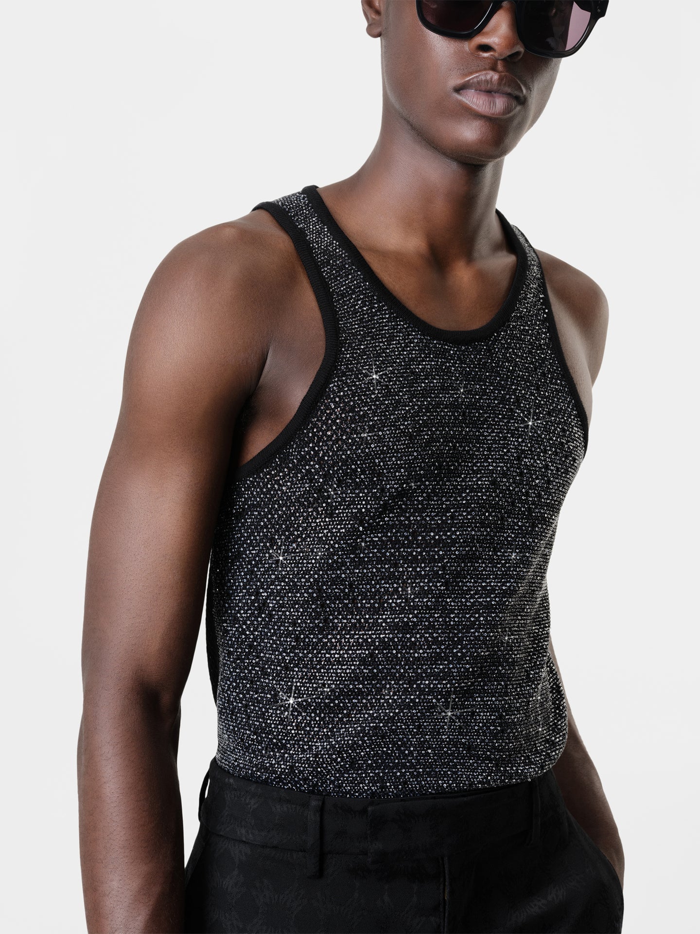 CRYSTAL TANK TOP - Black