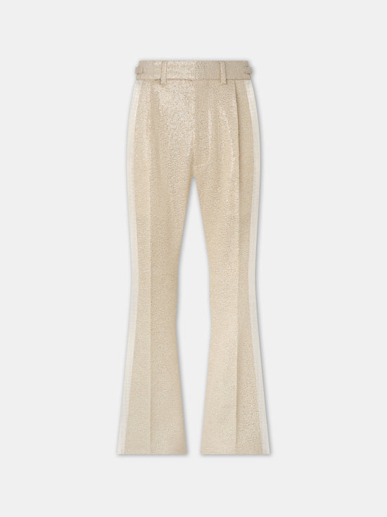 SEQUIN BOUCLE DOUBLE PLEATED PANT - Champagne