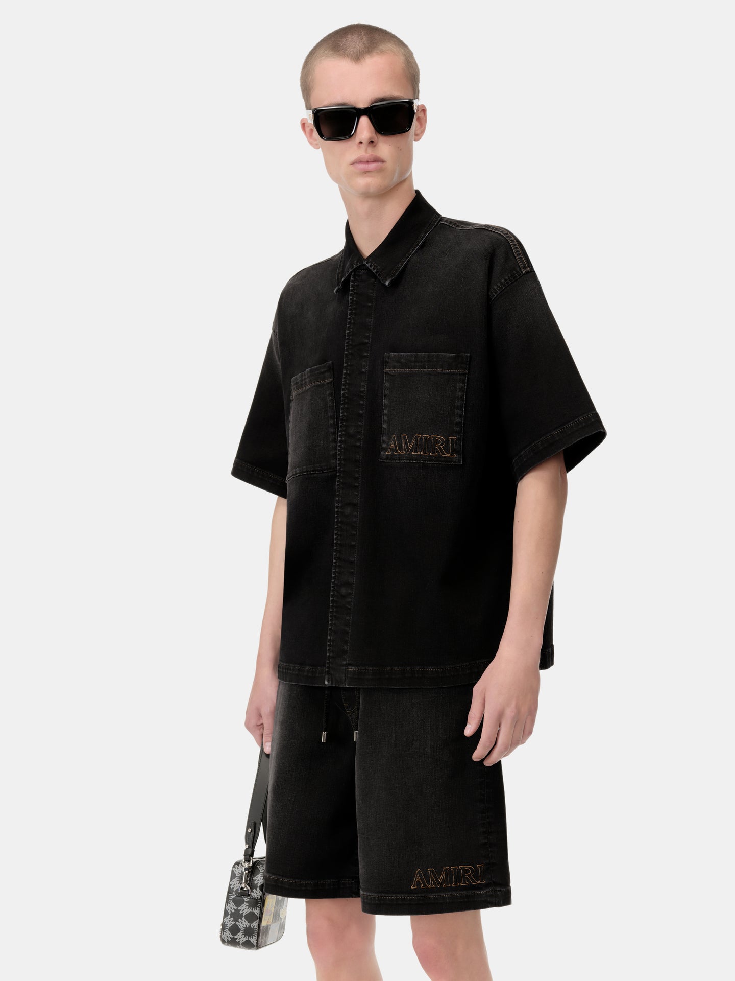 AMIRI 3D SHORT SLEEVE SNAP SHIRT - Vintage Black - AMIRI