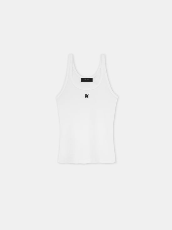 WOMEN - WOMEN'S MA EMBROIDERED RIBBED TANK - White