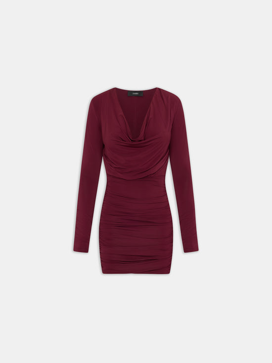 WOMEN - WOMEN'S COWL NECK MINI DRESS - WINE - AMIRI
