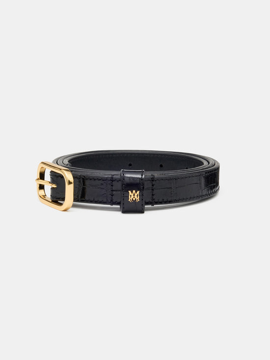 CROC EMBOSSED 2CM BELT - BLACK GOLD - AMIRI
