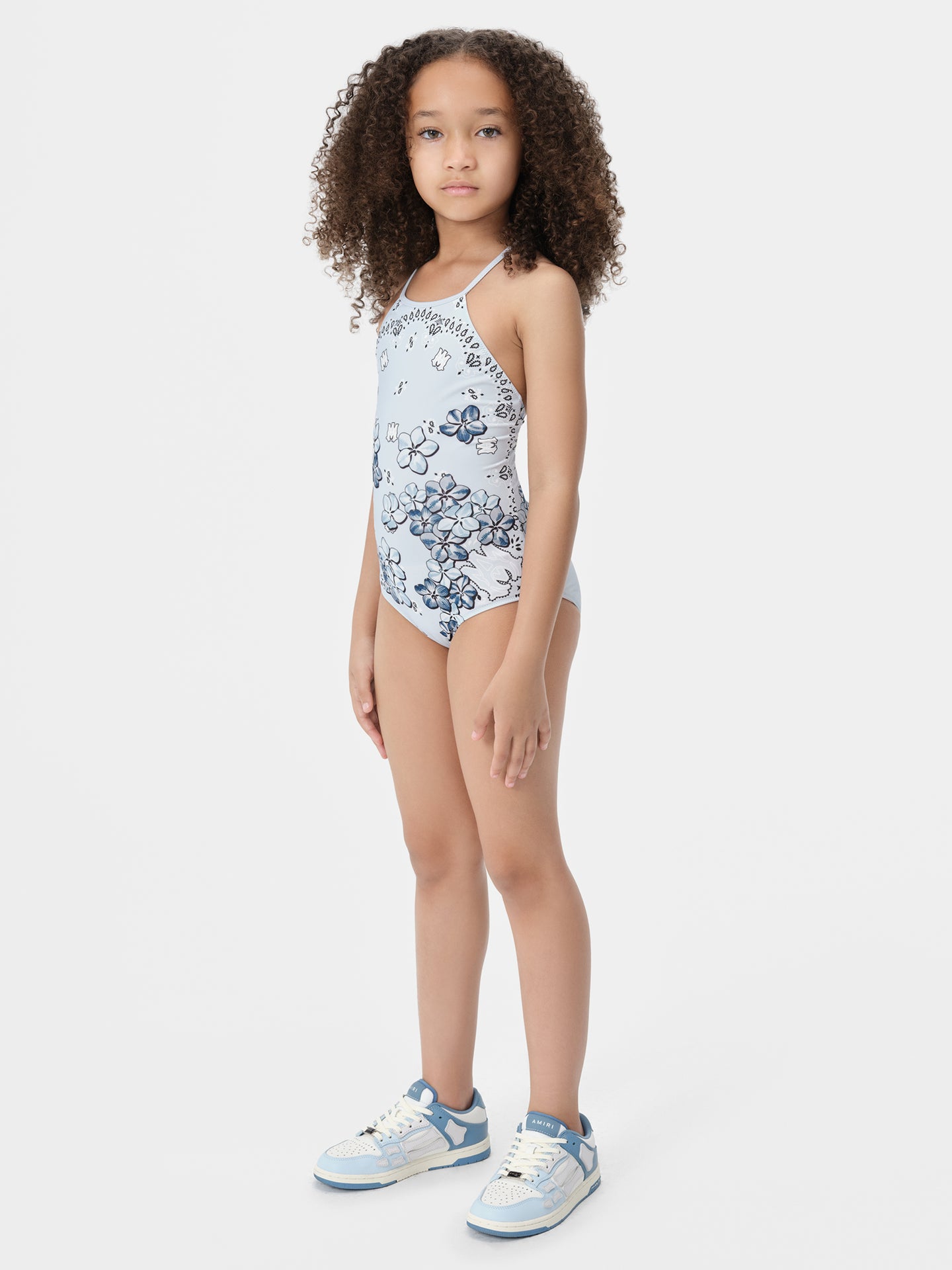 KIDS - KIDS' BANDANA FLORAL ONE-PIECE - Cerulean