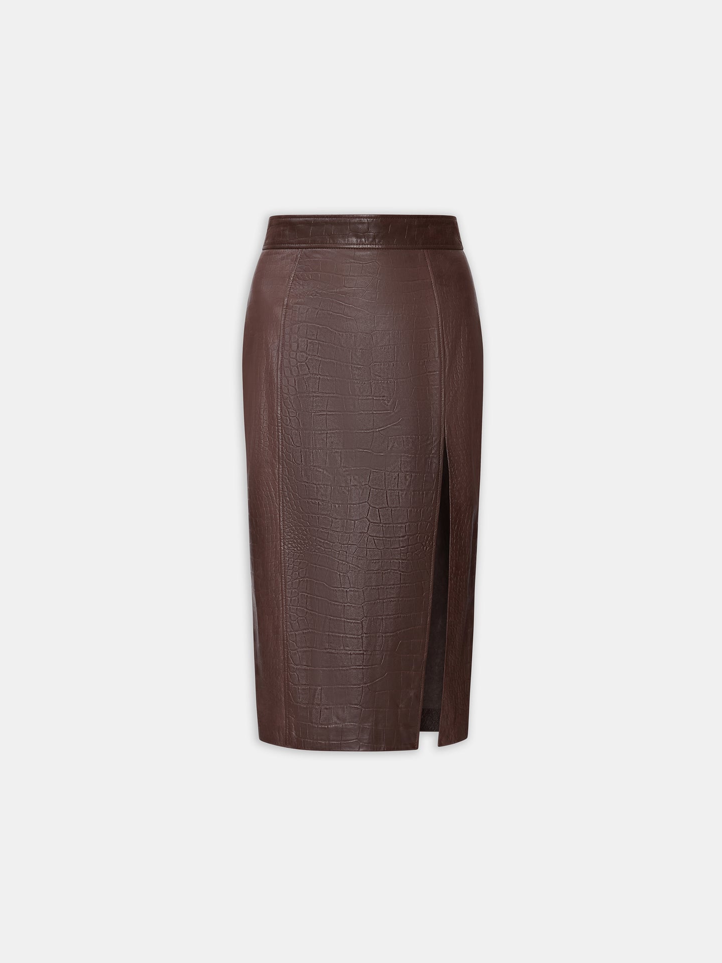 WOMEN - WOMEN'S CROC EMBOSSED MIDI SKIRT - BROWN - AMIRI