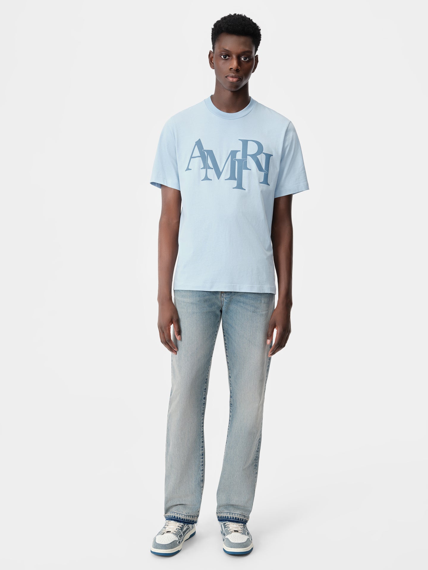 AMIRI STAGGERED TEE - Cerulean