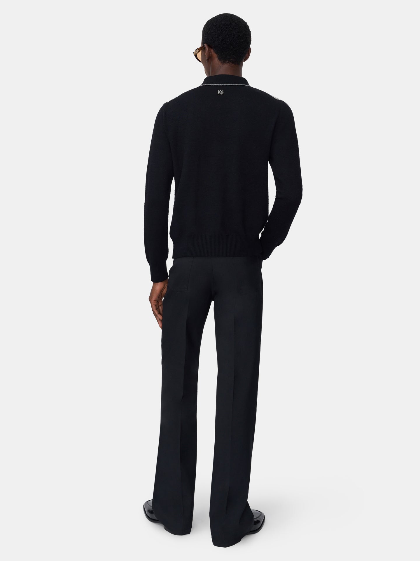 CRYSTAL LONG SLEEVE POLO - BLACK - AMIRI