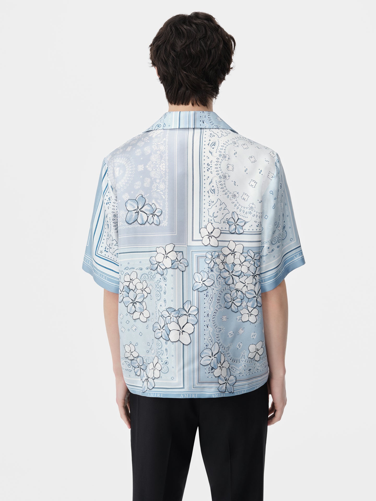 BANDANA FLORAL BOWLING SHIRT - Cerulean