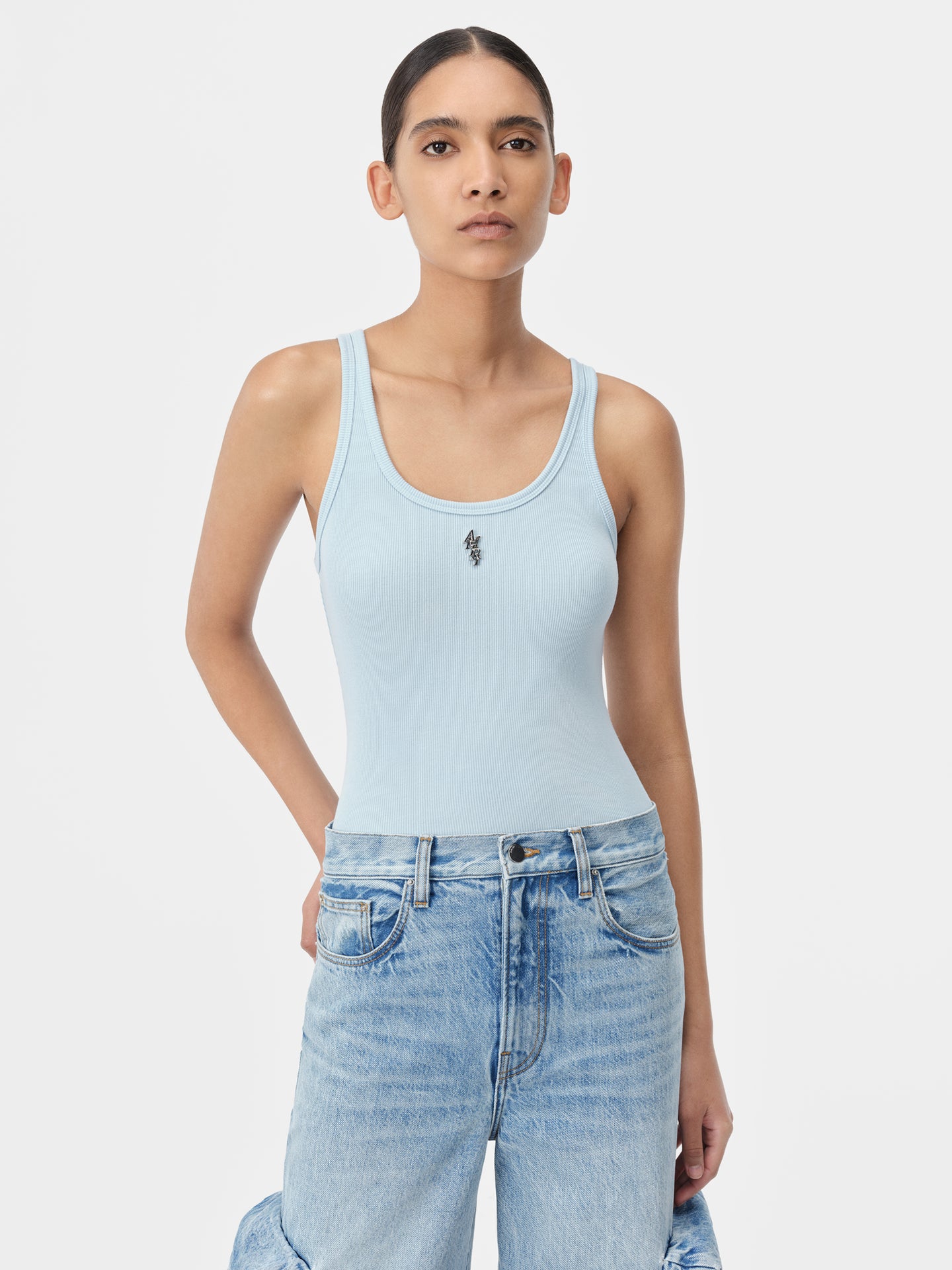 WOMEN - WOMEN'S AMIRI STACKED RIBBED TANK - Cerulean