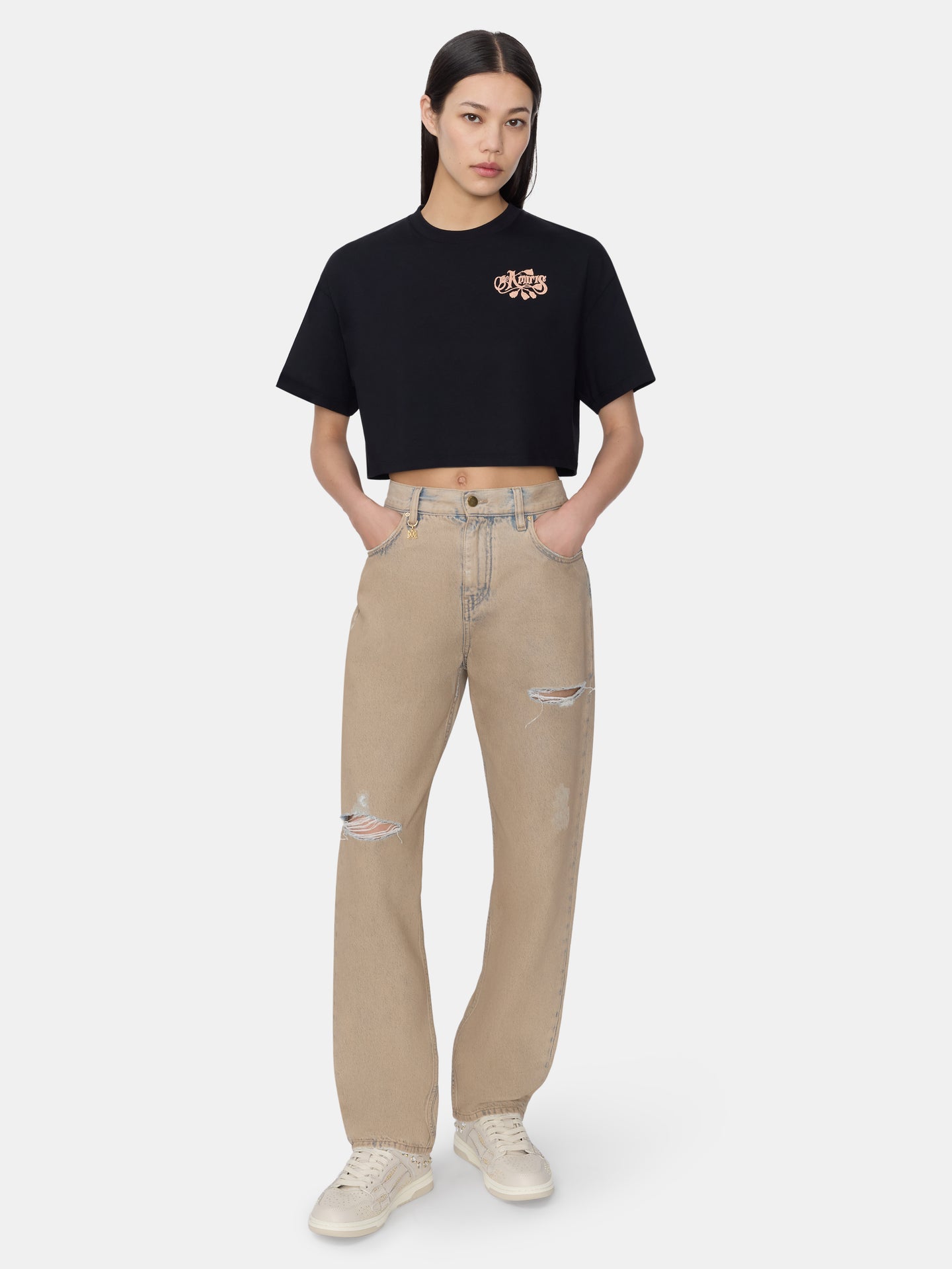 WOMEN - WOMEN'S THE AMIRIS CROPPED TEE - BLACK - AMIRI