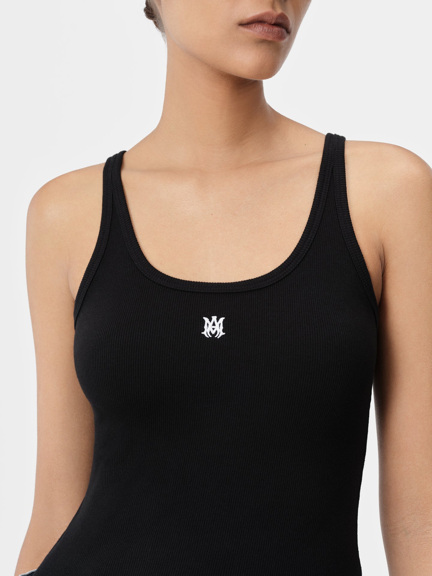 WOMEN - WOMEN'S MA EMBROIDERED RIBBED TANK - Black