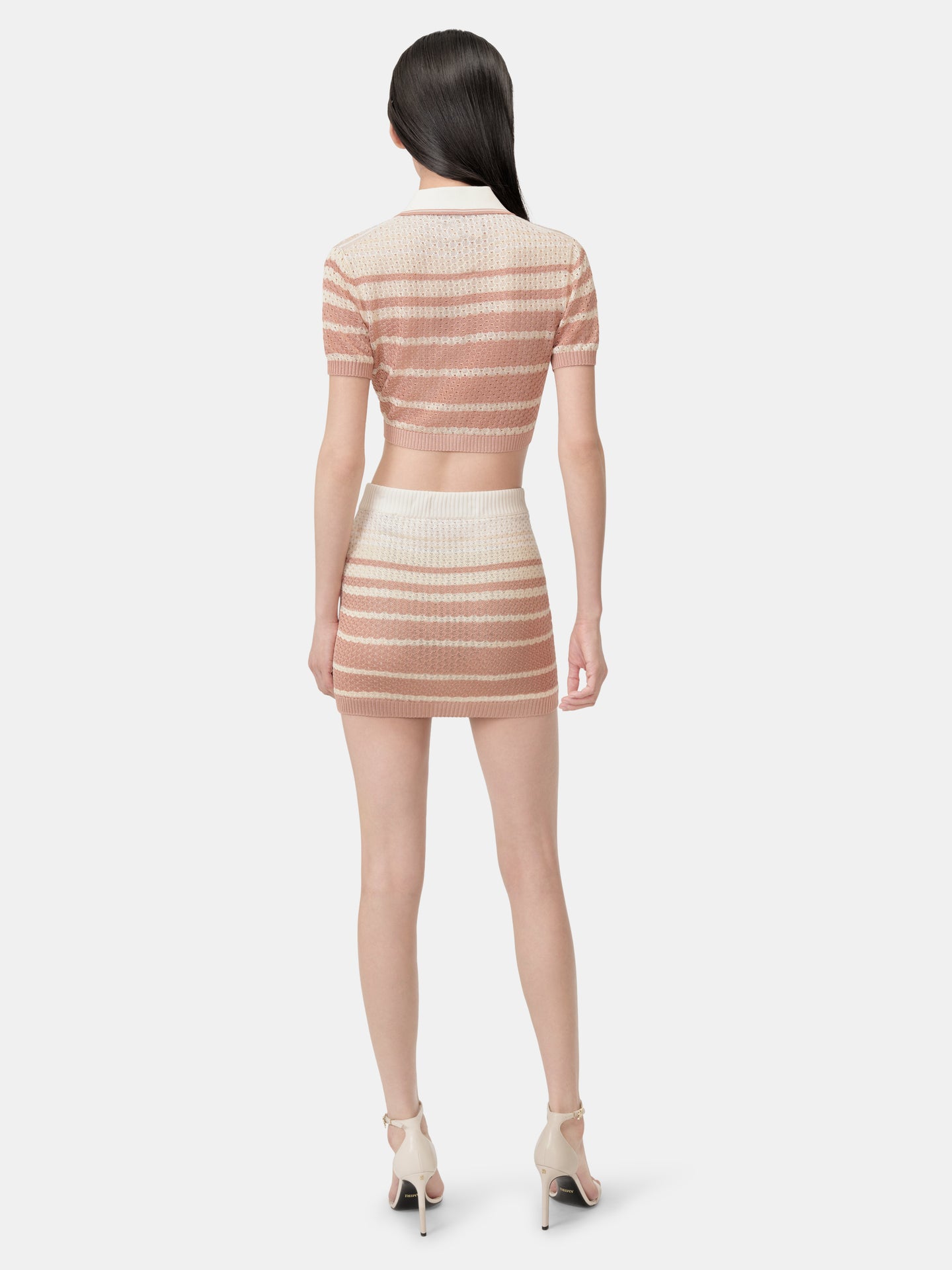 WOMEN - WOMEN'S STRIPE CROPPED POLO - Dusk Pink - AMIRI