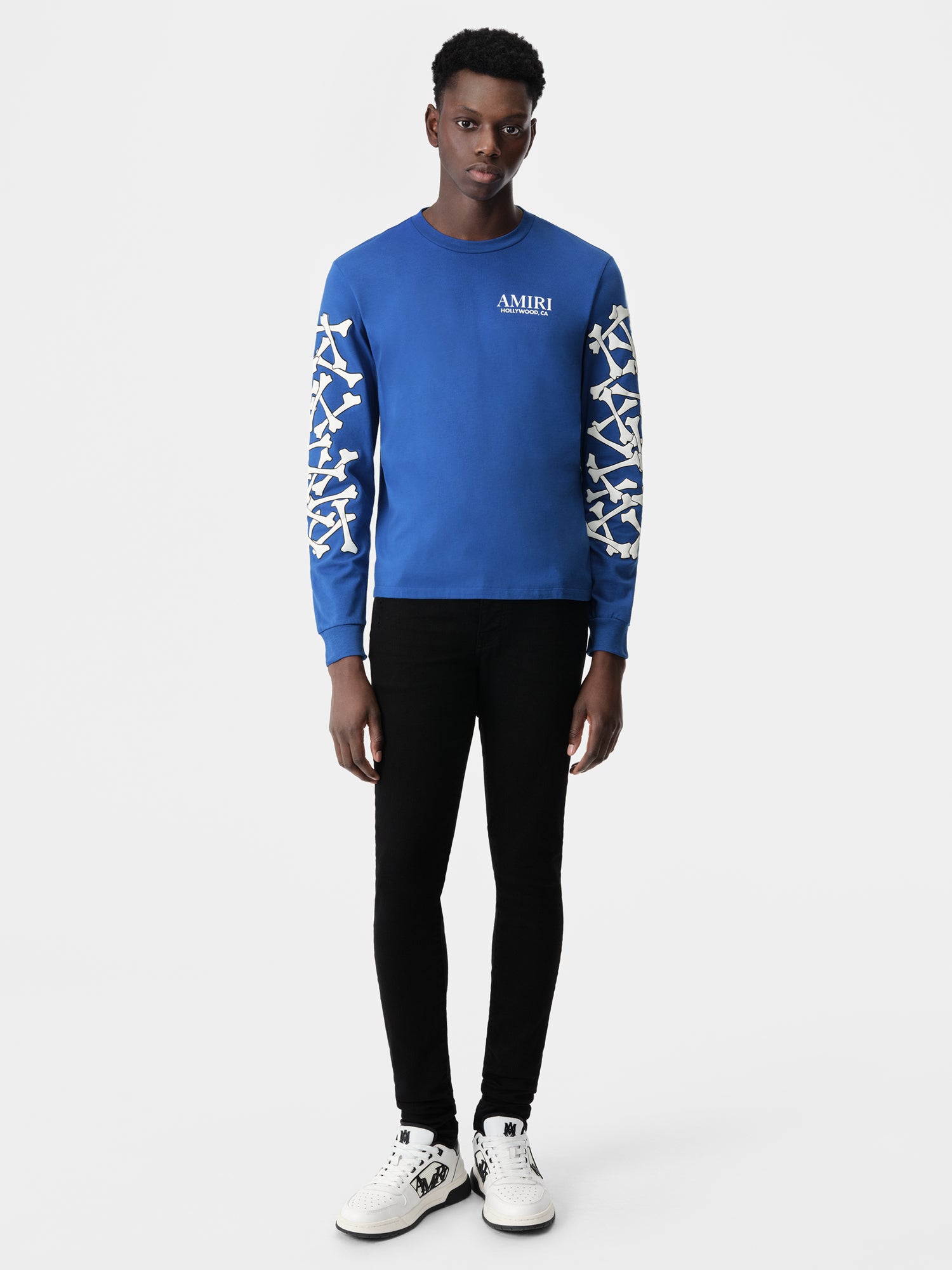 Product BONES STACKED LONG SLEEVE TEE - Blue featured image
