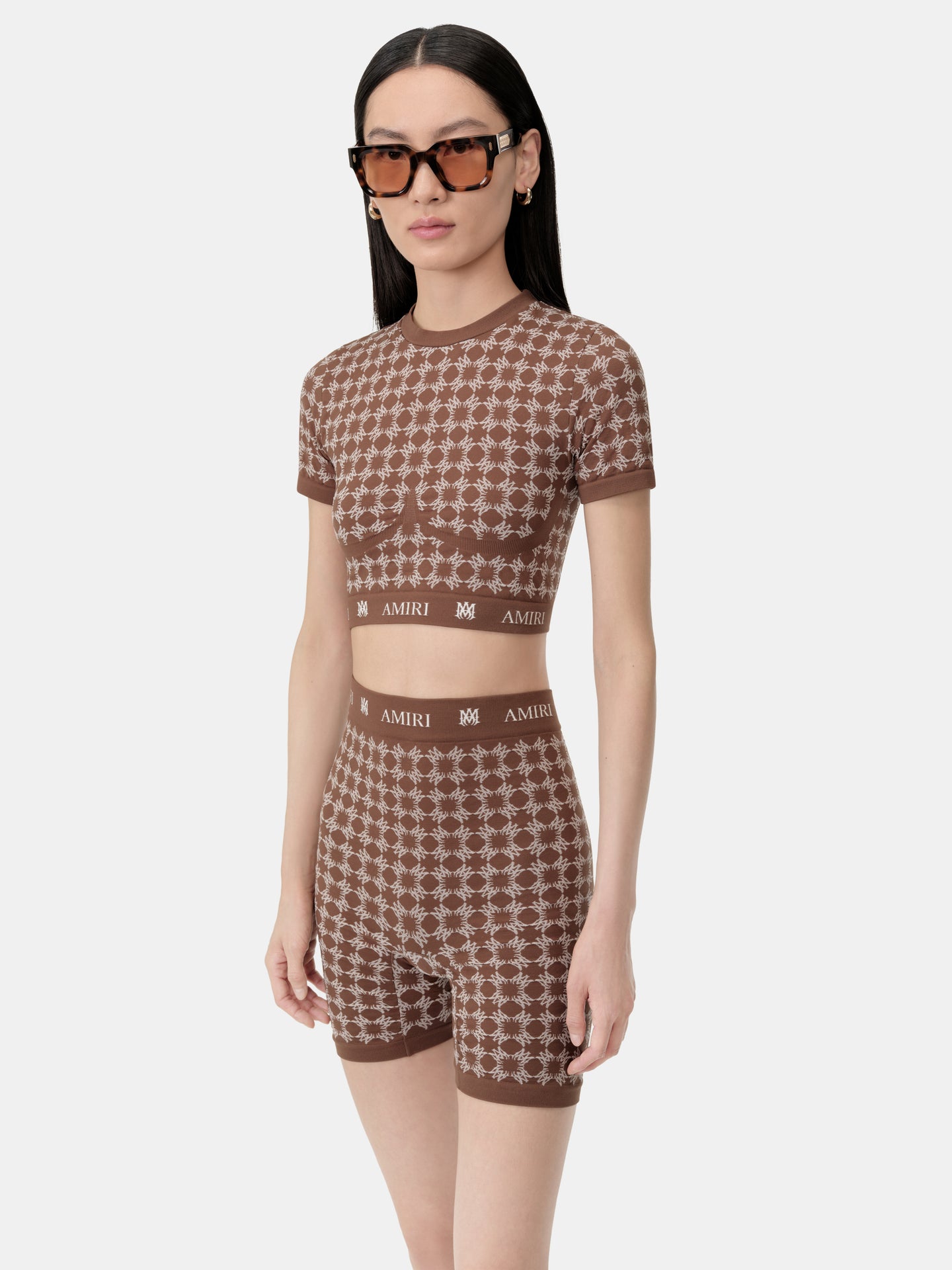 WOMEN - WOMEN'S MA QUAD SEAMLESS SHORT SLEEVE TOP - Chocolate - AMIRI