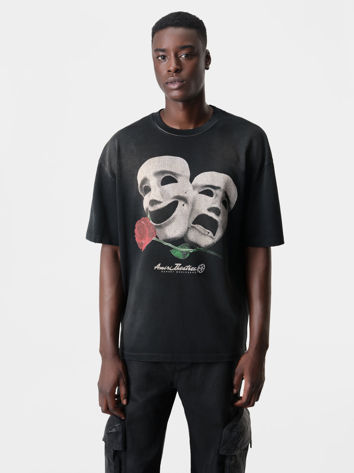 THEATRE MASKS OVERSIZED TEE - Black