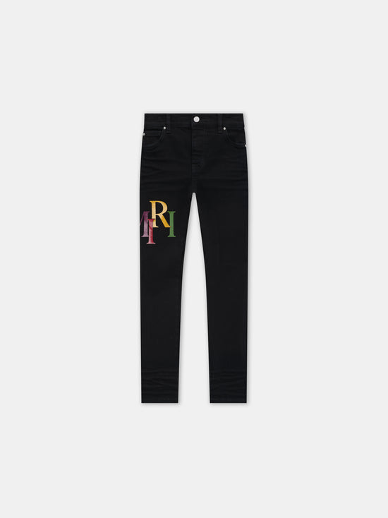 KIDS - KIDS' STAGGERED LOGO JEAN - Black