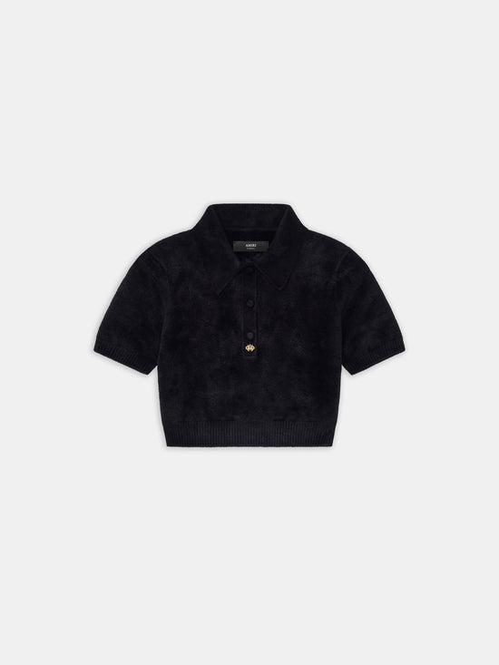 WOMEN - WOMEN'S VELVET POLO - BLACK - AMIRI