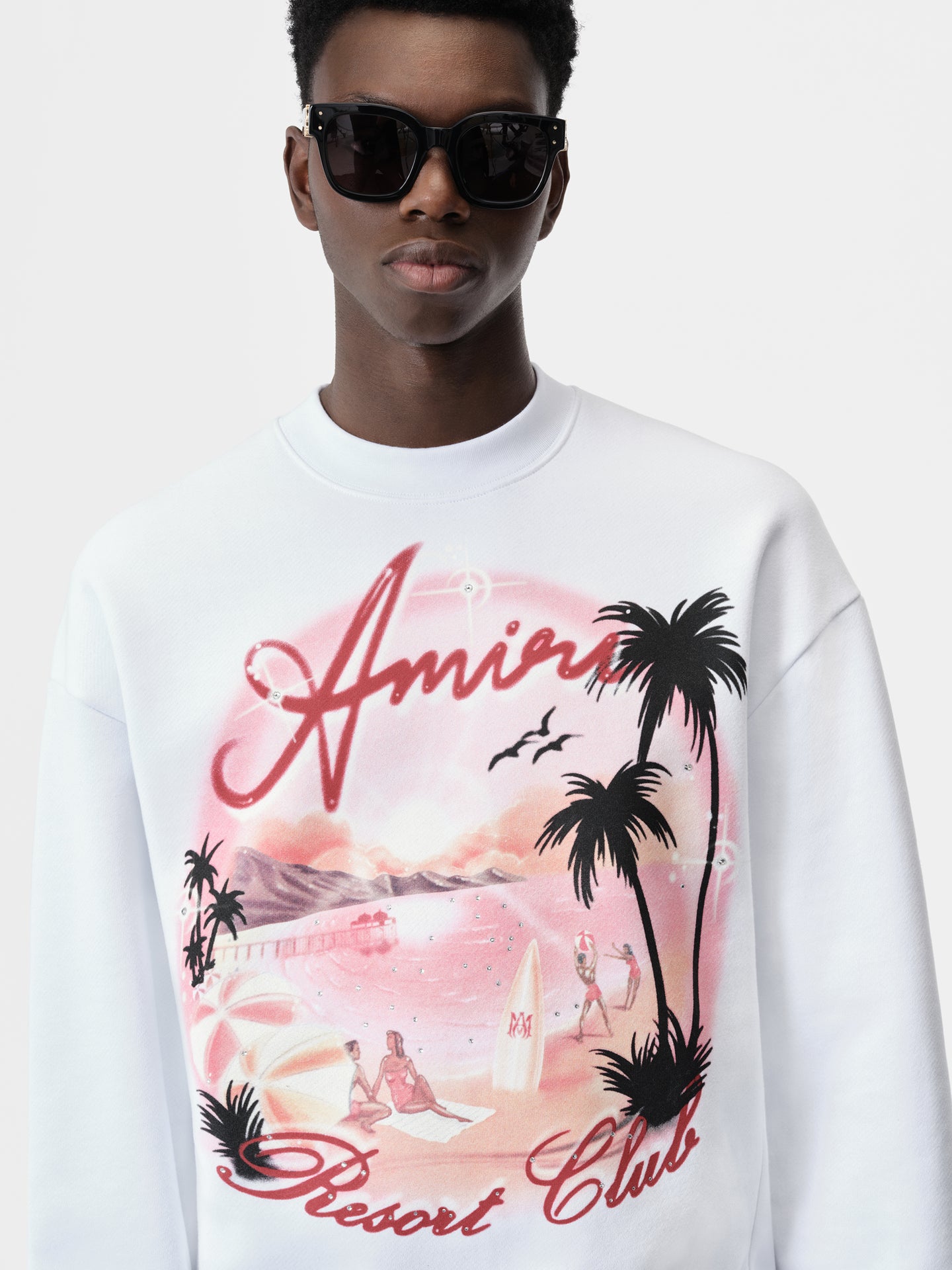 AMIRI PARADISE AIRBRUSH CREW - White