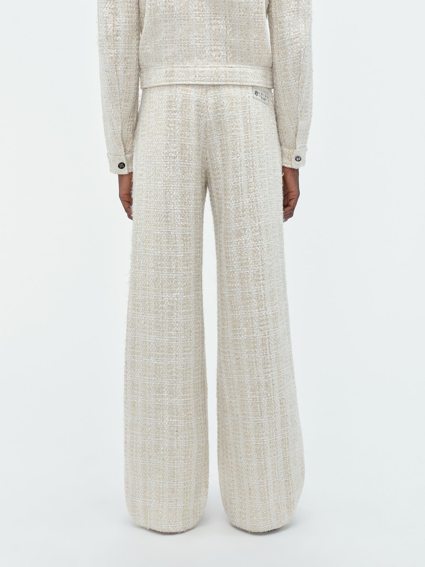 SEQUIN BOUCLE DOUBLE PLEATED PANT - Alabaster