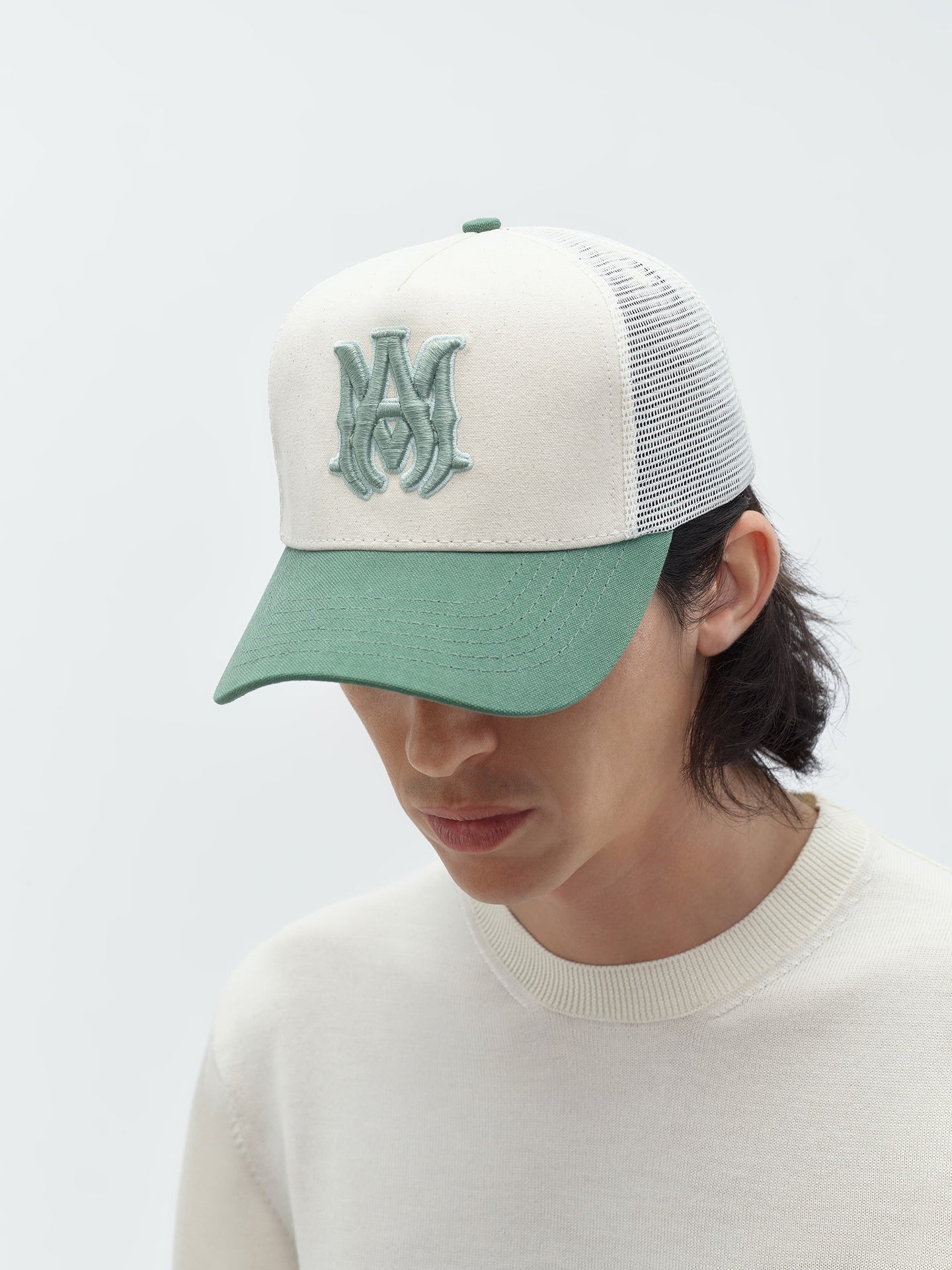 TWO TONE MA TRUCKER HAT - Natural Mineral Green