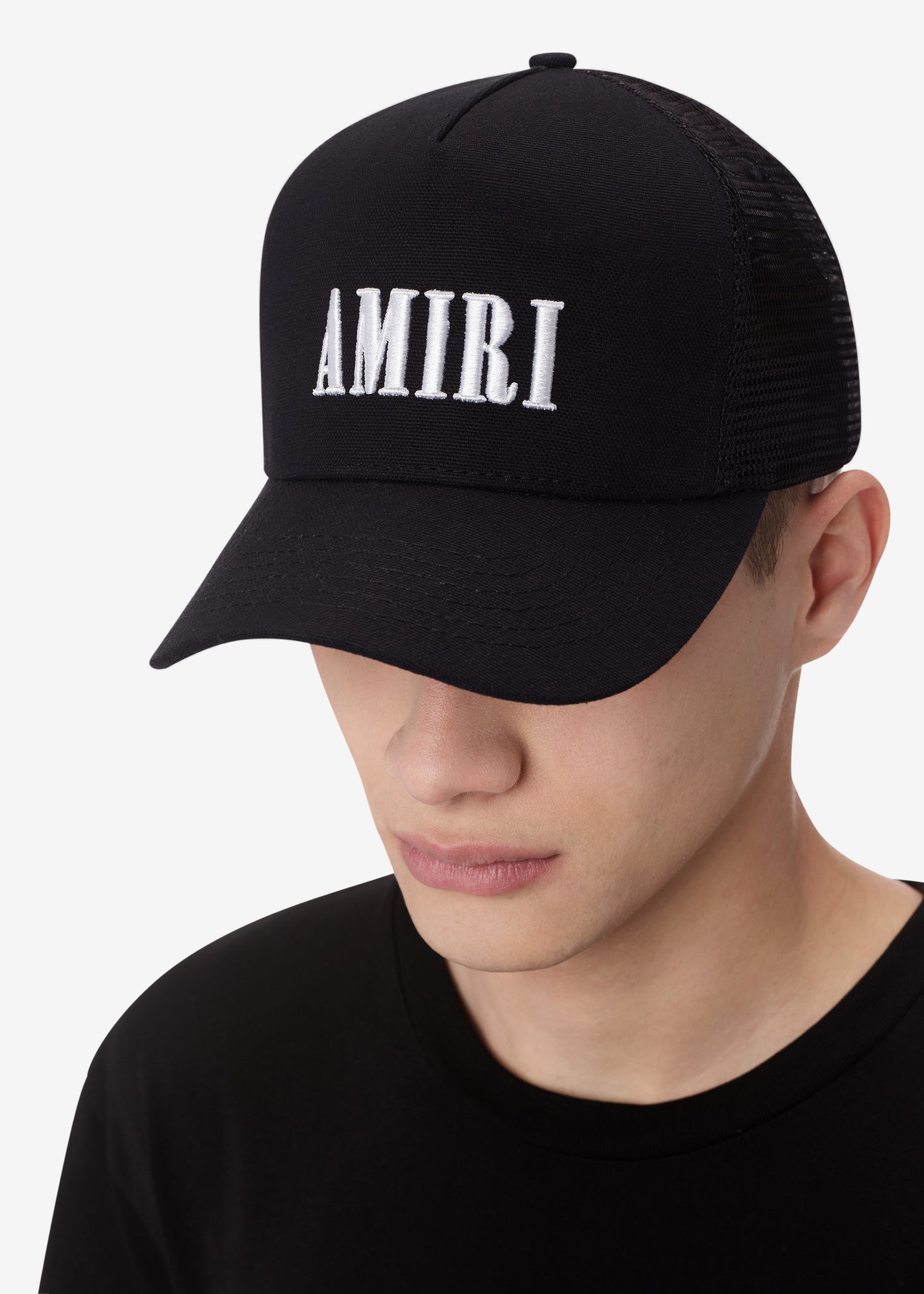 AMIRI CORE LOGO TRUCKER HAT - BLACK WHITE