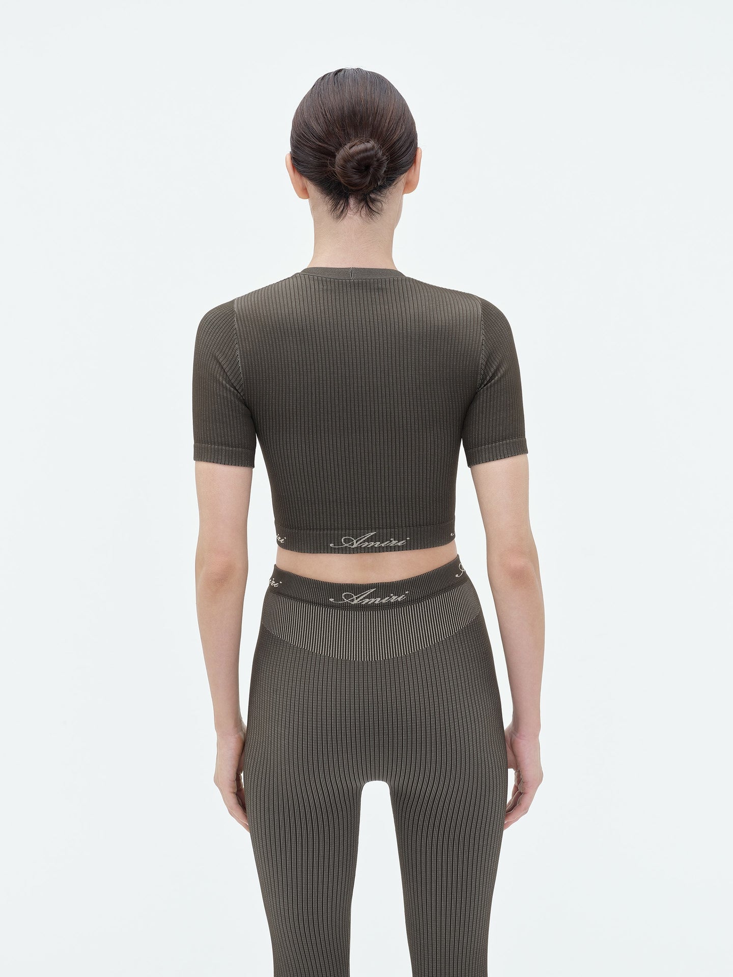 WOMEN - RIBBED SEAMLESS S/S TOP - Brown