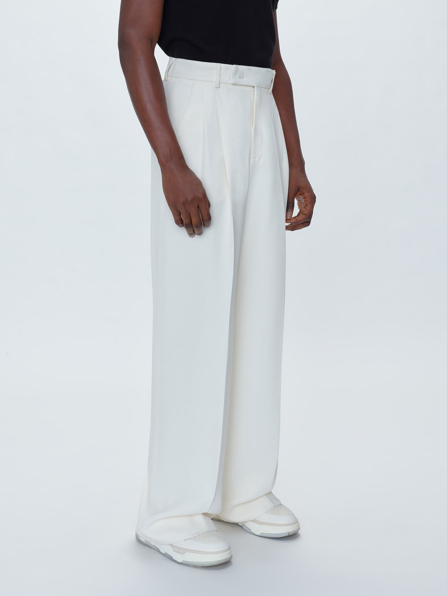 VISCOSE DOUBLE PLEATED TROUSERS - WHITE