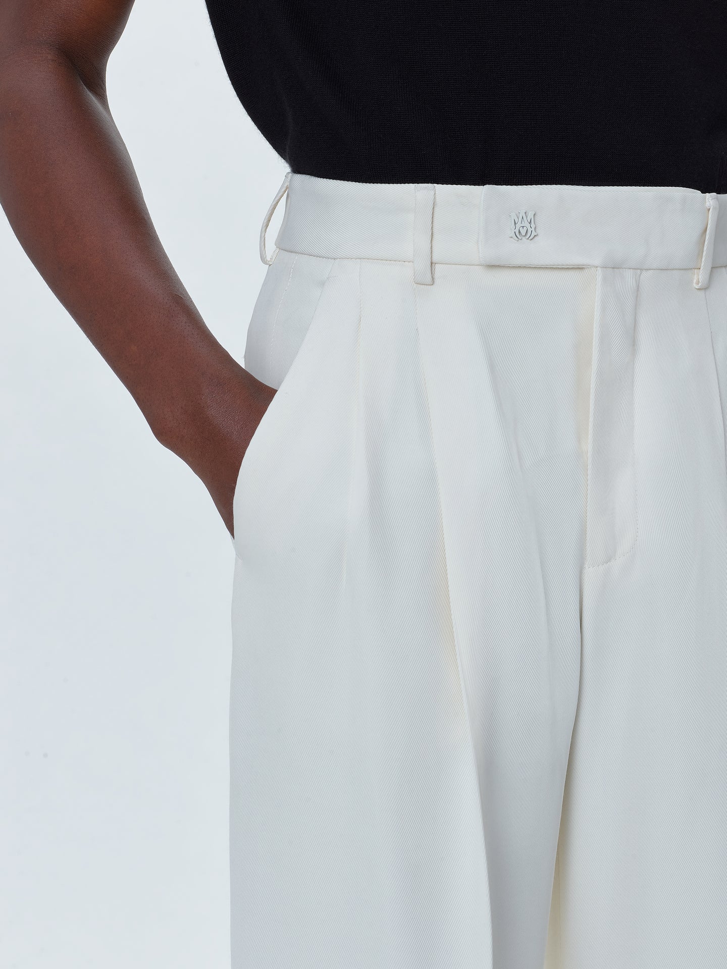VISCOSE DOUBLE PLEATED TROUSERS - WHITE